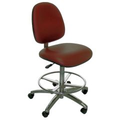 Industrial Seating Series 20M Bench Height ESD Chair with Medium Waterfall Seat & Polished Aluminum Base, Dissipative Vinyl 