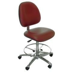 Industrial Seating Series 20M Bench Height Cleanroom Chair with Medium Waterfall Seat & Polished Aluminum Base, Vinyl
