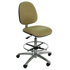 Industrial Seating Series 20S Bench Height ESD Chair with Small Waterfall Seat & Polished Aluminum Base, Conductive Fabric