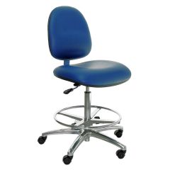 Industrial Seating Series 20W Bench Height Cleanroom ESD Chair with Wide Waterfall Seat & Polished Aluminum Base, Dissipative Vinyl