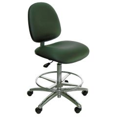 Industrial Seating Series 20W Bench Height ESD Chair with Wide Waterfall Seat & Polished Aluminum Base, Dissipative Vinyl