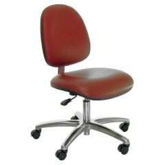 Industrial Seating Series 20M Desk Height Cleanroom ESD Chair with Medium Waterfall Seat & Polished Aluminum Base, Dissipative Vinyl 