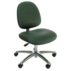 Industrial Seating Series 20W Desk Height Cleanroom Chair with Wide Waterfall Seat & Polished Aluminum Base, Vinyl 