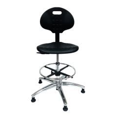 Industrial Seating AU100 Bench Height Cleanroom Chair with Polished Aluminum Base, Polyurethane