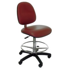 Industrial Seating Series 20M Bench Height Cleanroom Chair with Medium Waterfall Seat & Black Nylon Base, Vinyl 