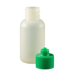 1 oz. Boston Round LDPE Bottle with Green Luer Lock Cap