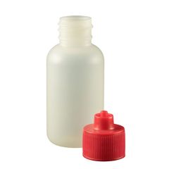 1 oz. Boston Round LDPE Bottle with Red Luer Lock Cap