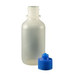 2 oz. Boston Round LDPE Bottle with Blue Luer Lock Cap