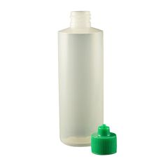 4 oz. Boston Round LDPE Bottle with Green Luer Lock Cap