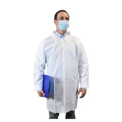 KeyGuard® Disposable Lab Coats with 1 Inner Pocket, White