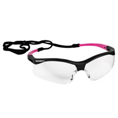 Nemesis® Small Safety Glasses with Black/Pink Frame & Anti-Fog Clear Lenses