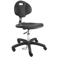 Lissner Desk Height ESD Chair with Black Nylon Base, Black Urethane