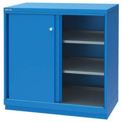 Lista XSHSSD0900 HS Width Cabinet with 2 Shelves, Doors & Fork Truck Base, Blue, 22.5" x 40.25" x 41.75"