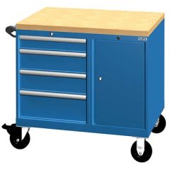 Lista XSMMPNW0600-0603 NW Width Mobile Workcenter with 4 Drawers & Butcher Block Top, 28.5" x 39" x 37.25"