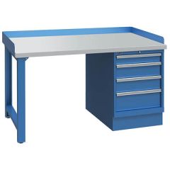 Lista XSWB83-72PT 30" x 72" Industrial Workstation with Laminate Work Surface & Single Drawer Bank Bright Blue