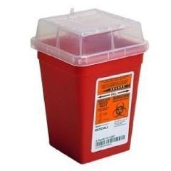 1 Quart Stackable Sharps Container, Red, 7" x 3.5" x 3.5" 