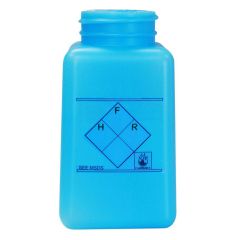 Menda 35239 durAstatic® Dissipative HDPE Square Bottle, Blue with Hazard Label, 6 oz.