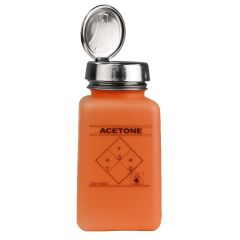 Menda 35271 durAstatic® Dissipative HDPE One-Touch Square Bottle, Orange with "Acetone" Print, 6 oz.