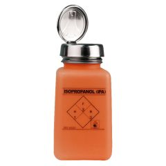 Menda 35272 durAstatic® Dissipative HDPE One-Touch Square Bottle with "Isopropanol" Print, Orange, 6 oz.