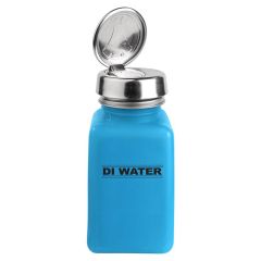 Menda 35512 durAstatic® Dissipative HDPE One-Touch Square Bottle, Blue with "DI Water" Print, 6 oz.