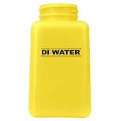 Menda 35515 durAstatic® Dissipative HDPE Square Bottle, Yellow with "DI Water" Print, 6 oz.