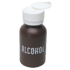 Menda 35601 Brown HDPE Lasting-Touch "Alcohol" Printed Bottle, 8oz.