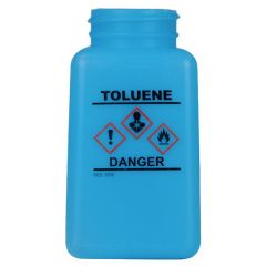 Menda 35761 HDPE DurAstatic™ Dissipative "Toluene" HCS Printed Bottle, Blue, 6 oz.