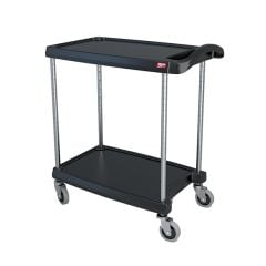 Metro myCart 2-Shelf Polymer Utility Cart w/ Chrome Posts, Black, 19"x31.5"x35.5"