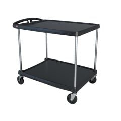 Metro myCart 2-Shelf Polymer Utility Cart w/ Chrome Posts, Black, 28"x40"x37"