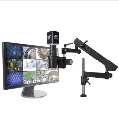 OC White TKMACZ-AF-FA MacroZoom AF+ Intelligent Auto Focus HD Video Inspection System with Articulating Arm, 22" LCD Monitor & Ring Light