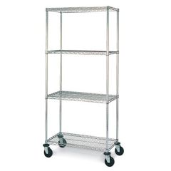 18" x 72" x 63" Mobile Wire Shelving with 4 Chrome Wire Shelves