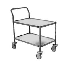Palbam UC-55-2 Stainless Steel Cleanroom Utility Cart with 2 Shelves, 22" x 22" x 39"