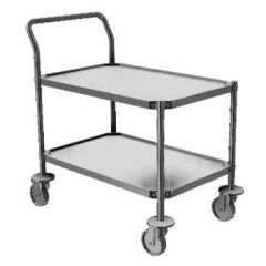 Palbam UC-85-2 Stainless Steel Cleanroom Utility Cart with 2 Shelves, 22" x 34" x 39"