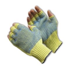 PIP 08-K259PDD/S Medium Weight 7 Gauge Kevlar Cut-Resistant Half-Finger Gloves with PVC Grips, Small