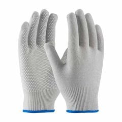 PIP 40-6411 CleanTeam® ESD-Safe Seemless Knit Nylon & Carbon Fiber Gloves with PVC Dot Grip, 13-Gauge, Gray (Case of 300)
