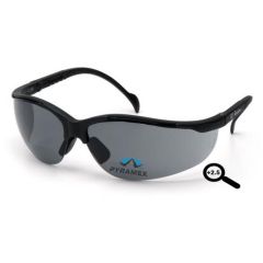 Pyramex SB1820R25 V2 Readers Safety Glasses, Black Frame & Gray Lens, 2.5x Magnification