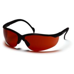 Pyramex SB1835S Venture II Wrap Around Safety Glasses, Black Frame & Sunblock Bronze Lens