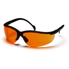 Pyramex SB1840S Venture II Wrap Around Safety Glasses, Black Frame & Orange Lens
