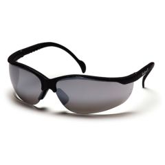 Pyramex SB1870S Venture II Wrap Around Safety Glasses, Black Frame & Silver Mirror Lens