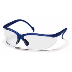 Pyramex SMB1810S Venture II Wrap Around Safety Glasses, Metallic Blue Frame & Clear Lens