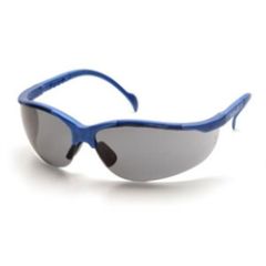 Pyramex SMB1820S Venture II Wrap Around Safety Glasses, Metallic Blue Frame & Gray Lens