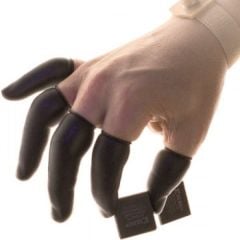 QRP 8C Static Dissipative Powder-Free Latex Finger Cots, Black