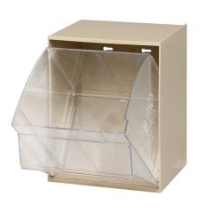 Quantum QTB301 Clear Tip Out Bin with 1 Compartment, Ivory