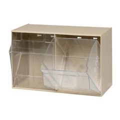 Quantum QTB302 Clear Tip Out Bin with 2 Compartments, Ivory