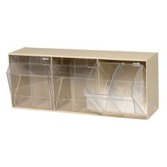 Quantum QTB303 Clear Tip Out Bin with 3 Compartments, Ivory
