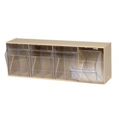 Quantum QTB304 Clear Tip Out Bin with 4 Compartments, Ivory
