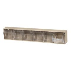 Quantum QTB306 Clear Tip Out Bin with 6 Compartments, Ivory
