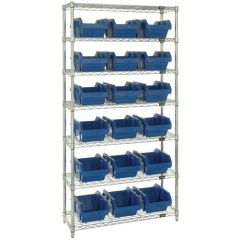 Wire Shelving System with 7 Shelves, 36" x 18" x 74"
