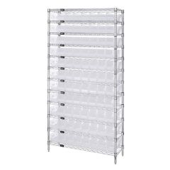 Quantum WR12-101CL Wire Shelving System with 12 Shelves, 12" x 36" x 74"