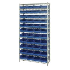 Wire Shelving System with 12 Shelves, 24" x 36" x 74"